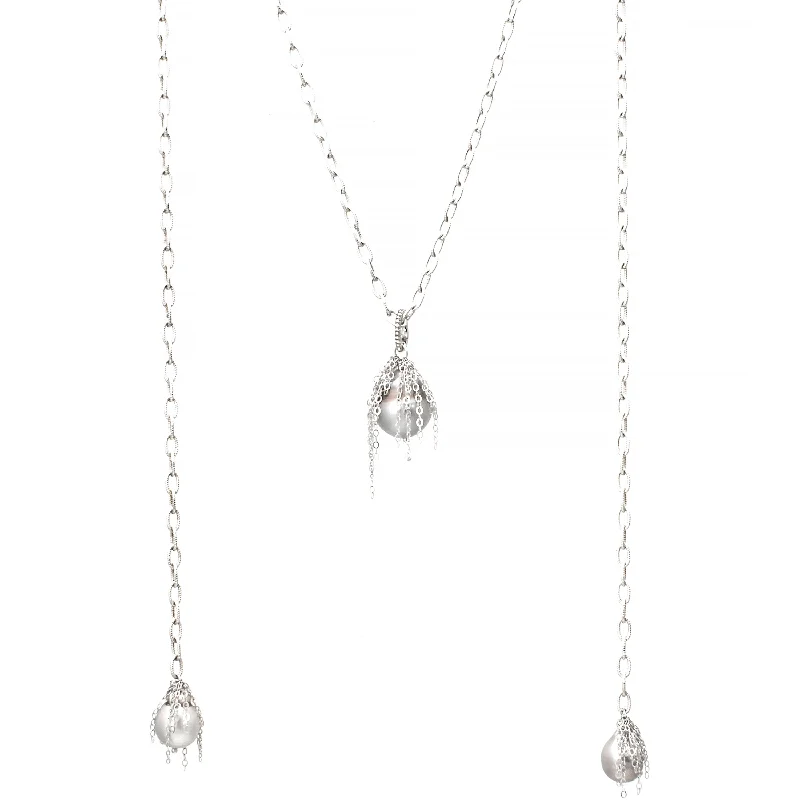 Diamond Necklace for Women-Tahitian Pearl Lariat