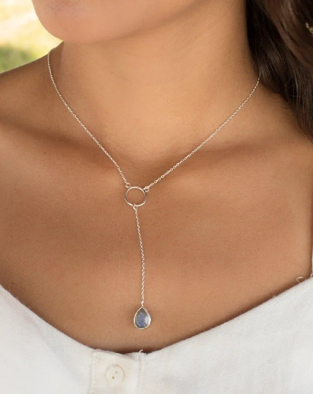 Elegant Wedding Necklace-Labradorite Y Necklace ~ Sterling Silver 925~MN001