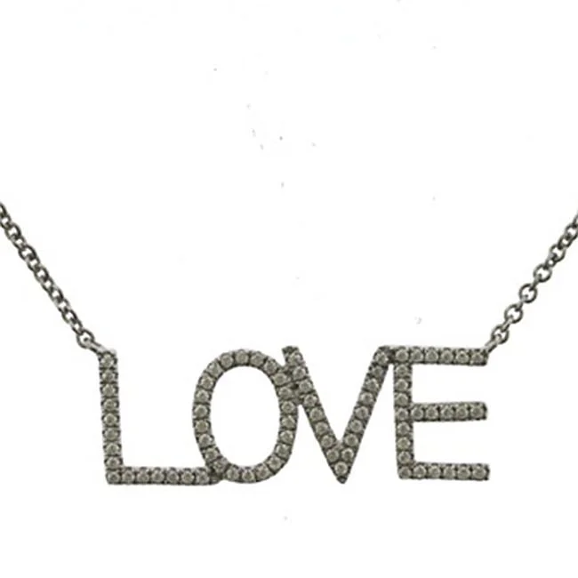 Fashionable Silver Necklace-1/4 CTW Diamond Love 18-inch Necklace in 14KT White Gold