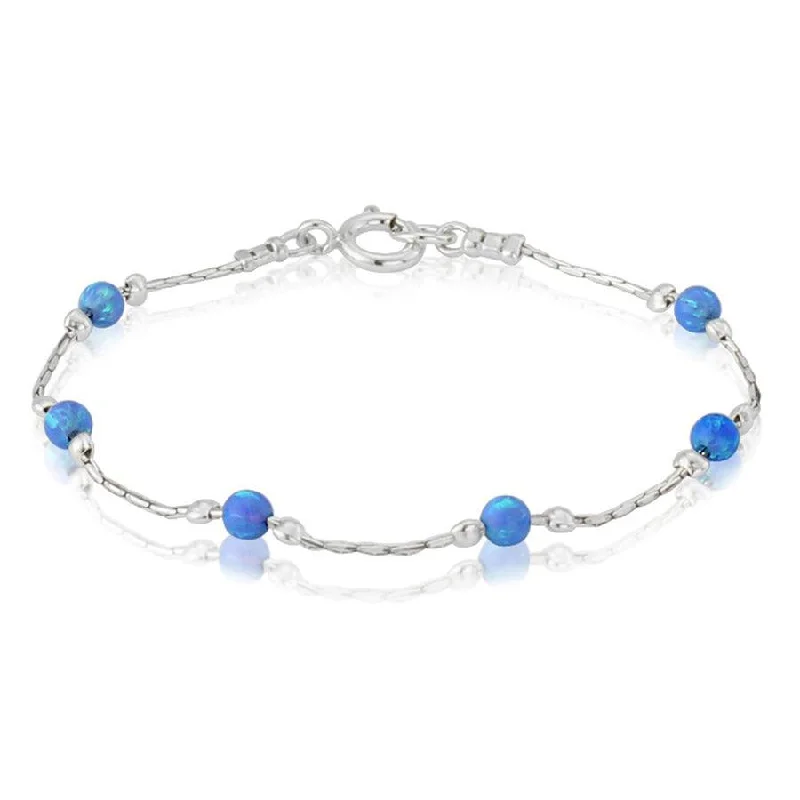 Friendship Bracelet Set-Lavan Blue Opal and Silver Bracelet