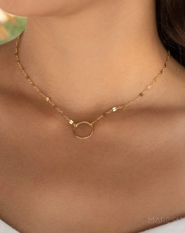 Multi-Chain Necklace-Circle Necklace Choker ~14k Gold Filled or Sterling Silver ~ MN007