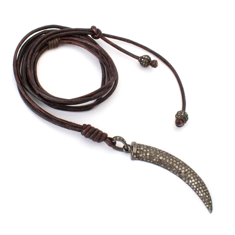 Luxury Gemstone Necklace-Horn Leather Necklace