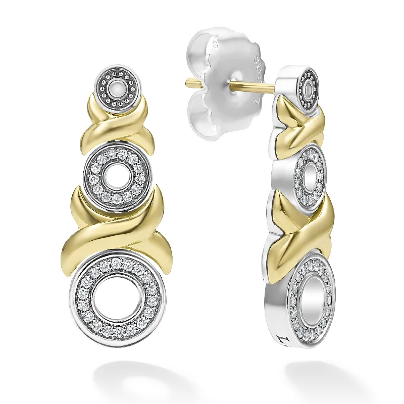 Cool Cuff Earrings-Embrace 18K Gold XO Diamond Drop Earrings