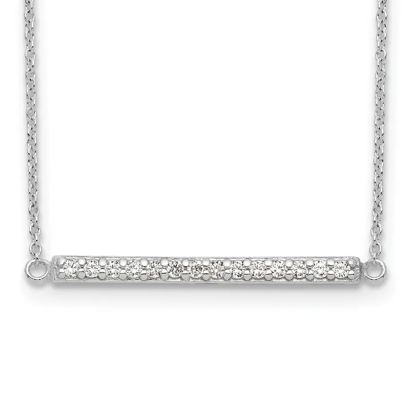 Vintage Diamond Necklace-Sterling Silver Cubic Zirconia 16.5-inch Fashion Necklace