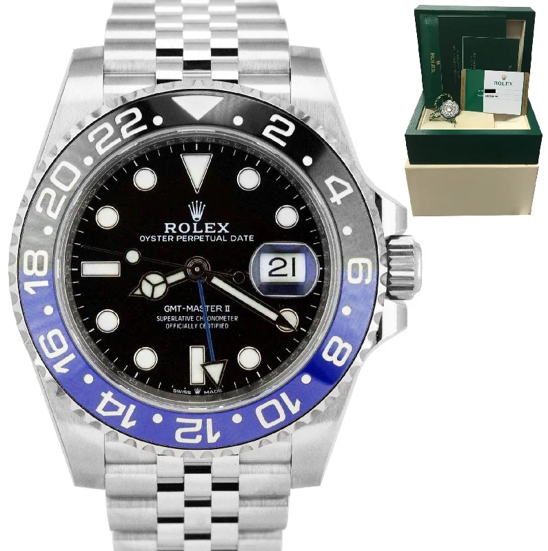 Luxury Titanium Sports Watch-2020 MINT Rolex GMT-Master II Batman Black Blue SS Ceramic 40mm 126710 BLNR B+P