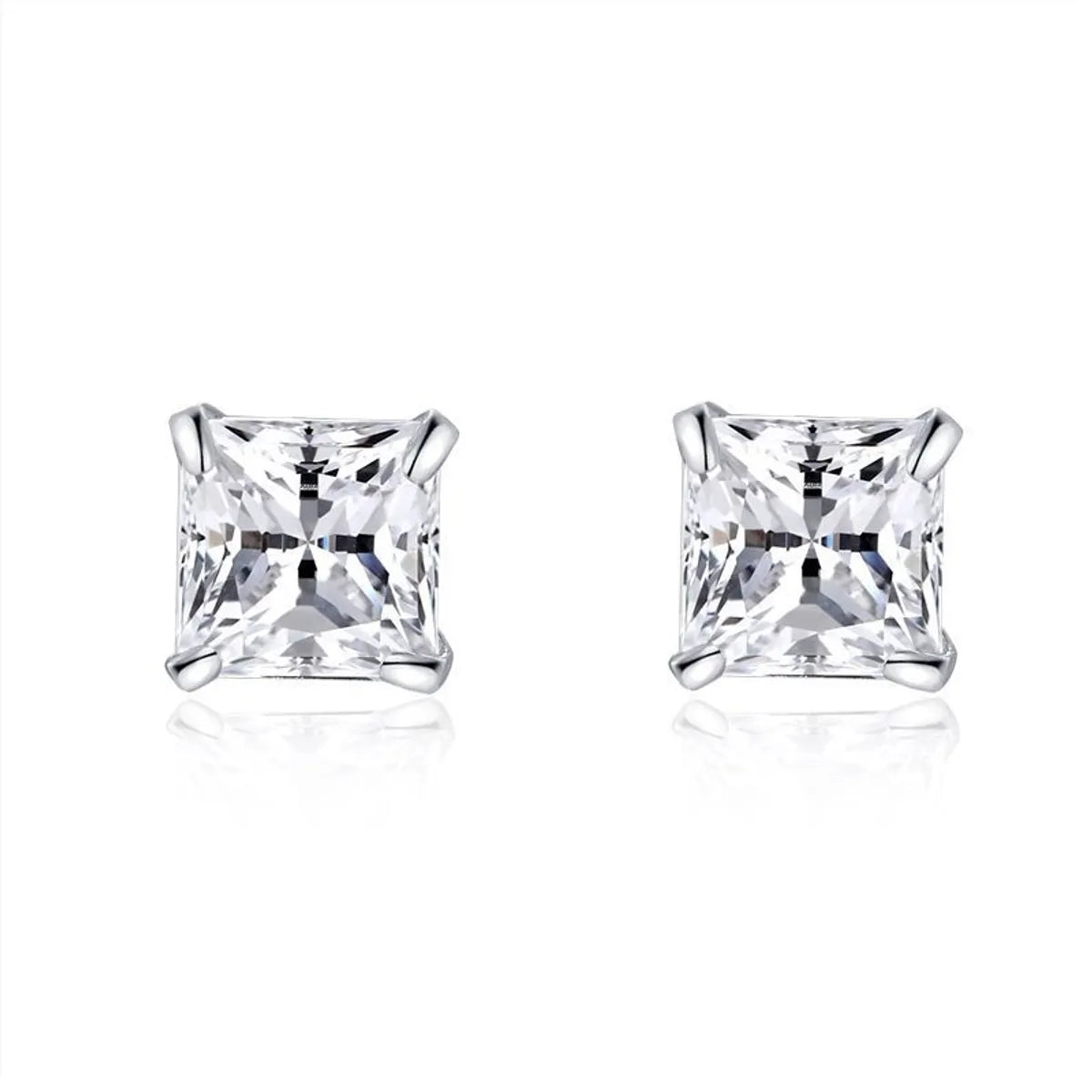 4mm Square Zircon Stud Earrings