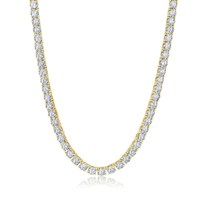 Vintage Style Necklace-Crislu 18KT Yellow Gold Plated Sterling Silver Cubic Zirconia 24-inch Tennis Necklace