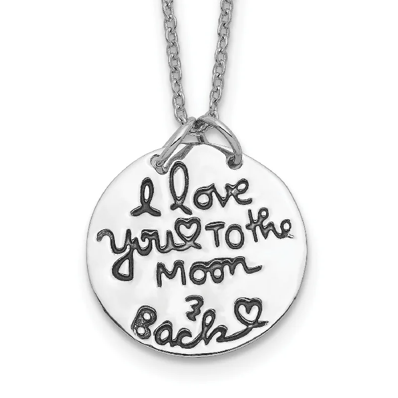 Modern Diamond Necklace-Sterling Silver 18MM 18-inch I Love You To The Moon And Back Necklace