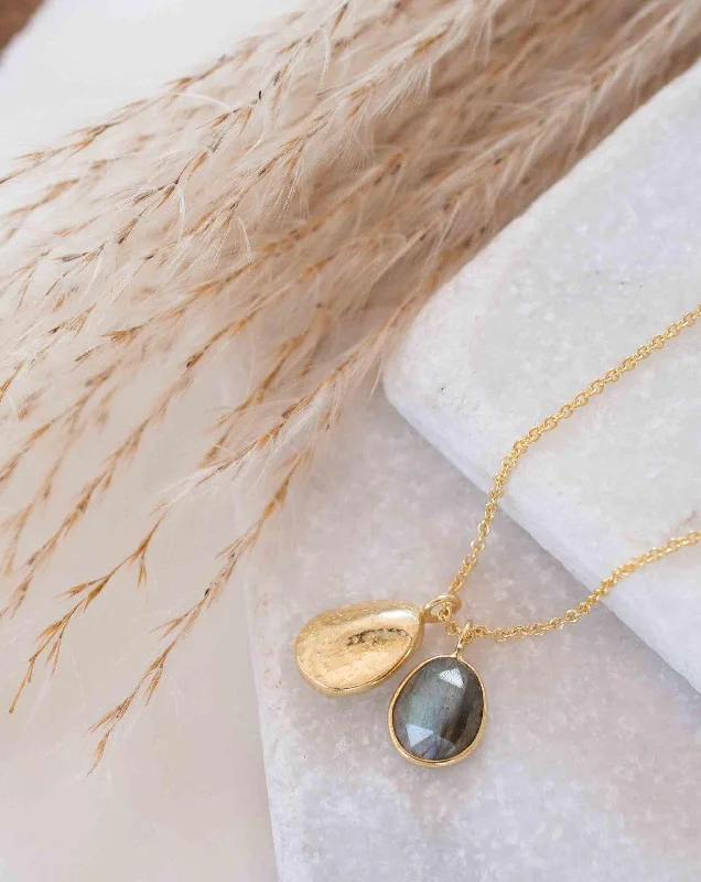 Geometric Pendant Necklace-Labradorite, Copper Turquoise or Moonstone ~ Necklace ~ Gold plated 18k ~ MN114