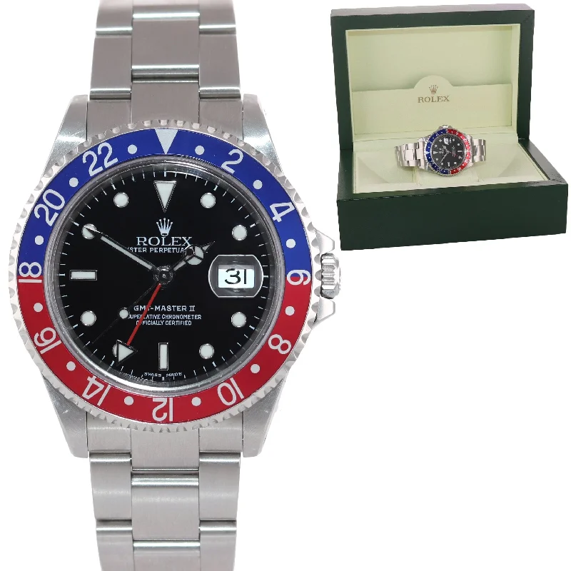 Luxury Gold Watch-2000 Rolex GMT-Master II Pepsi Steel Blue Red 16710 Watch SEL Box