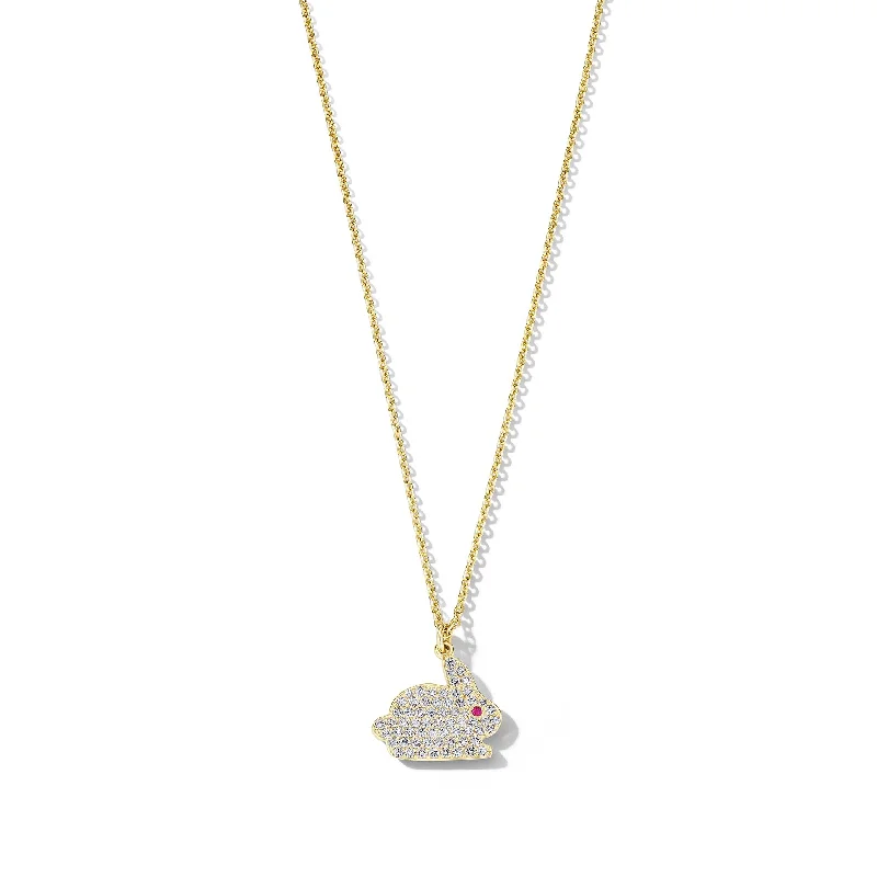 Delicate Necklace for Women-Wonderland Bunny Pavé Diamond Pendant Necklace