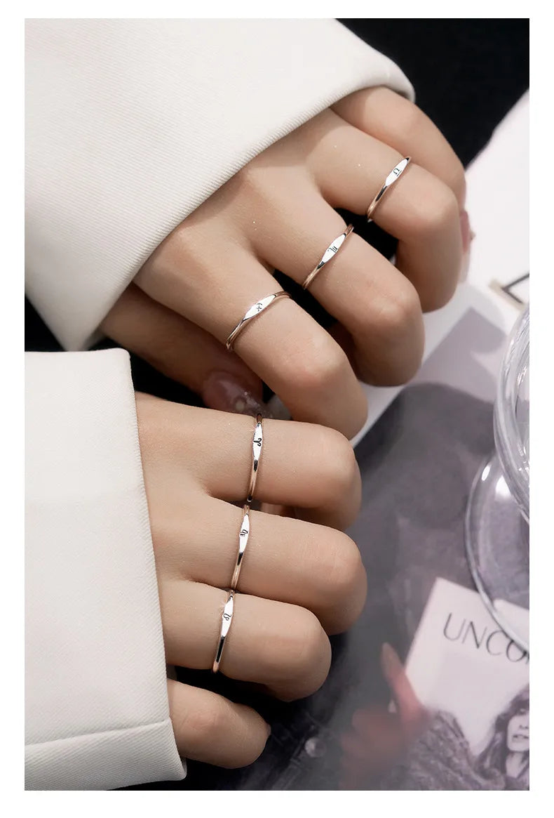 Ig Style Constellation Sterling Silver Plating White Gold Plated Rings