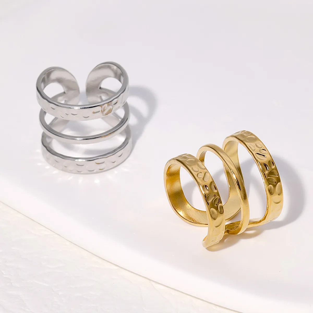 Ig Style Simple Style Geometric Stainless Steel Plating 18k Gold Plated Open Rings