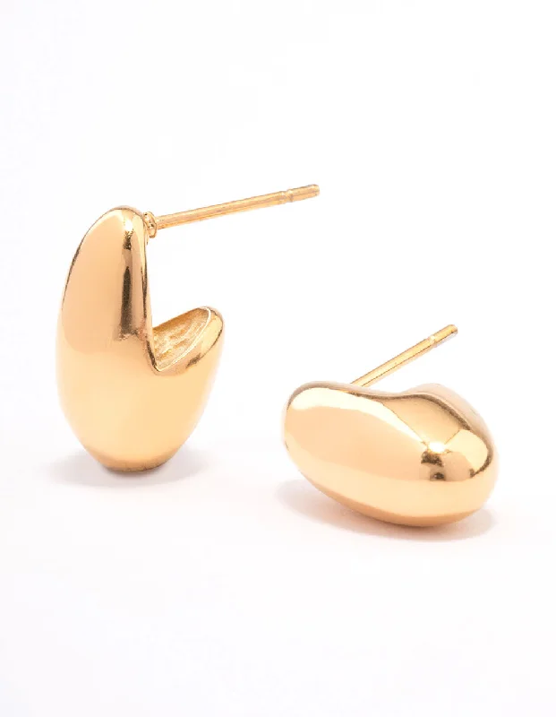 Bold Statement Earrings-Gold Plated Surgical Steel Curved Bubble Stud Earrings