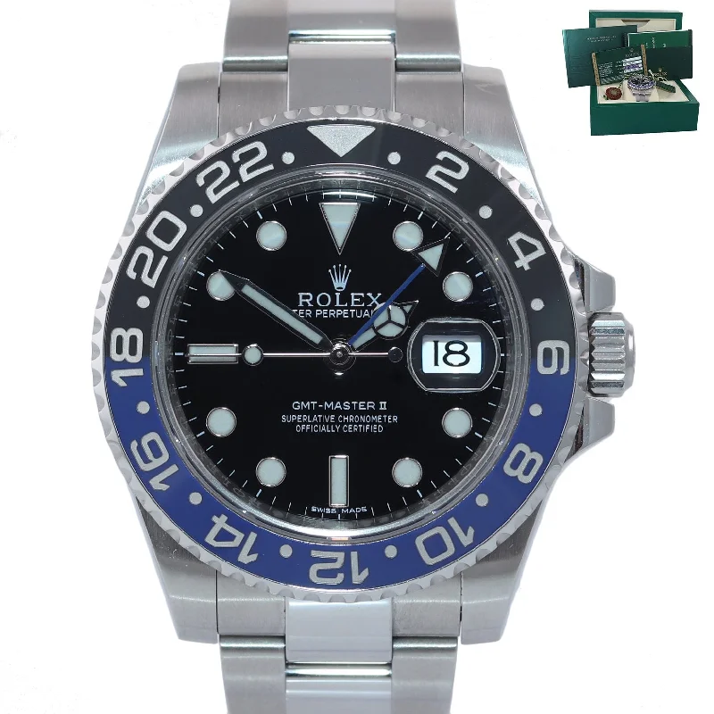 Fashionable Women's Watch-PAPERS Rolex GMT Master II 116710 BLNR Steel Ceramic Batman Watch Box