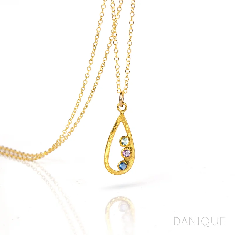 Romantic Gold Necklace-Mother's Birthstone Teardrop Pendant Necklace