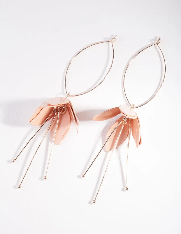 Gothic Style Earrings-Rose Gold Pink Tulip Drop Earrings