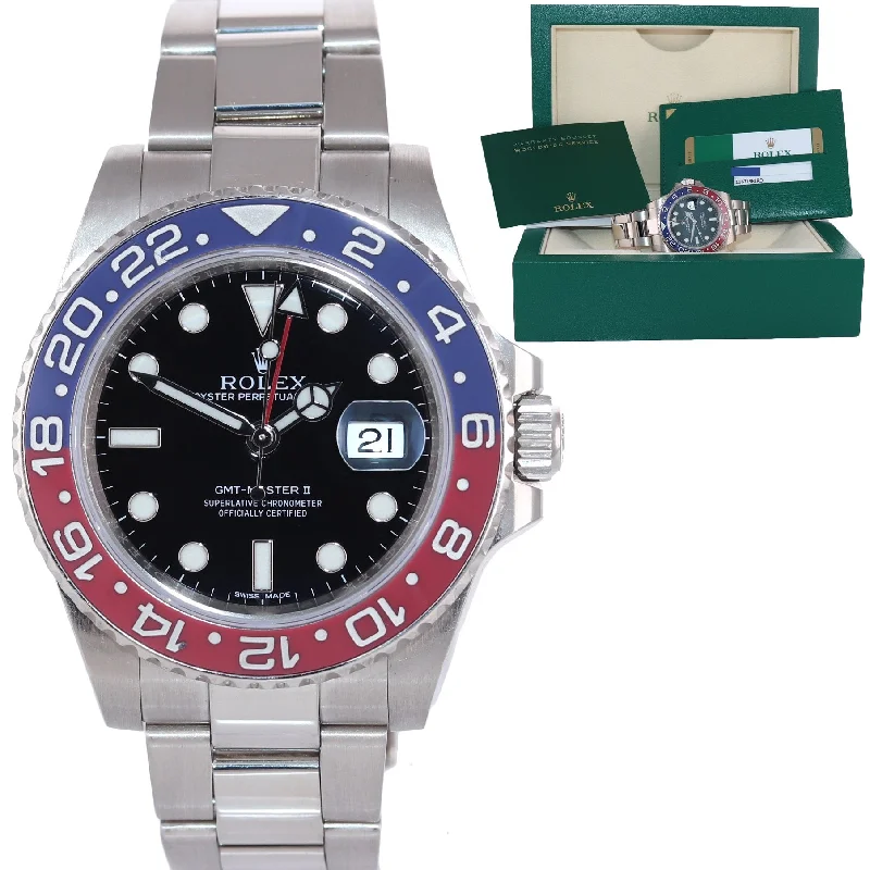 Women’s Designer Leather Strap Watch-2016 PAPERS Rolex GMT-Master II MK1 Pepsi 18K White Gold 116719BLRO Watch Box