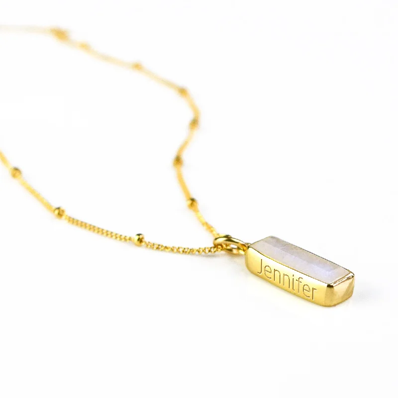 Wedding Necklace-Rainbow Moonstone Vertical Bar Necklace : June Birthstone : Adira Series