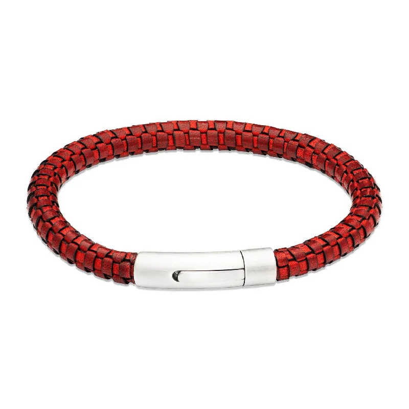 Custom Leather Bracelet-Unique & Co Antique Red Leather Bracelet