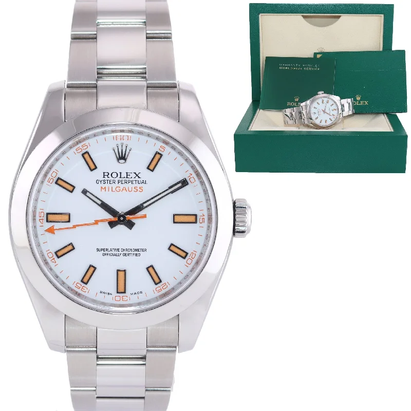 High-End Mechanical Watch-Rolex Milgauss 116400 White Orange 40mm Steel Anti-Magnetic Watch Box