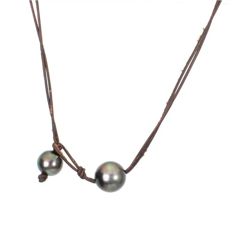 Layered Gold Chain Necklace-Pearl Leather Necklace