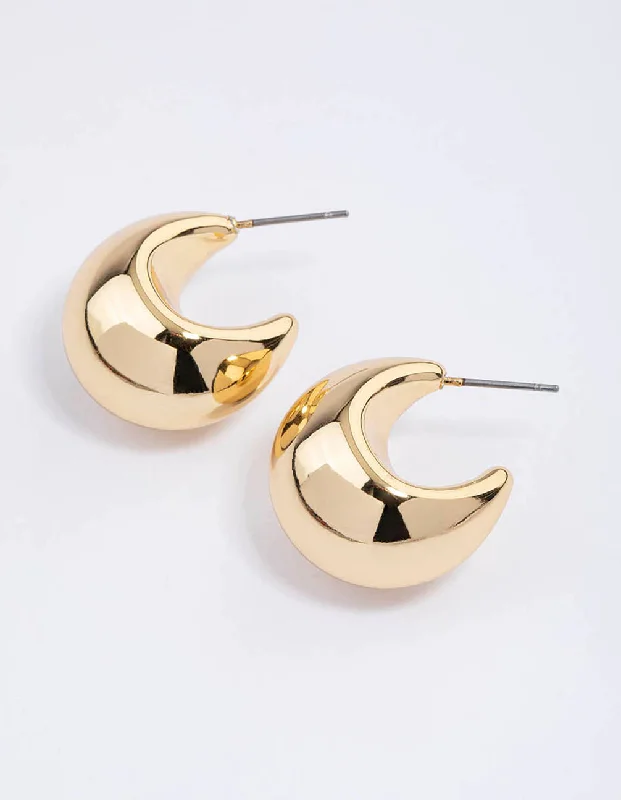 Unique Silver Hoop Earrings-Gold Plated Chunky Bubble Hoop Earrings