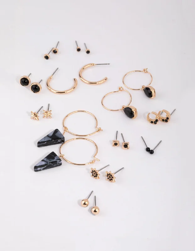 Fashion Hoop Earrings-Gold Star Stud & Hoop Earring Pack