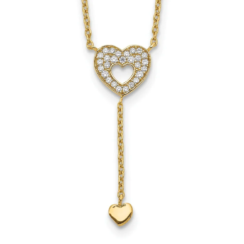 Black Pendant Necklace-14KT Yellow Gold Cubic Zirconia 17-inch Heart Necklace