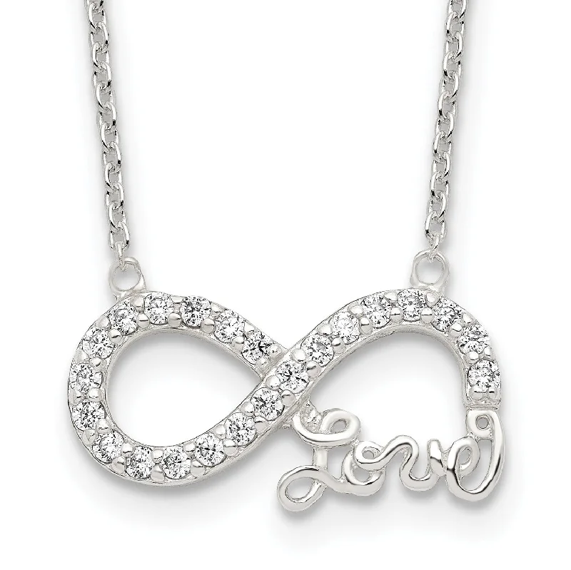 Multi-Chain Necklace-Sterling Silver Cubic Zirconia 18-inch Infinity Necklace