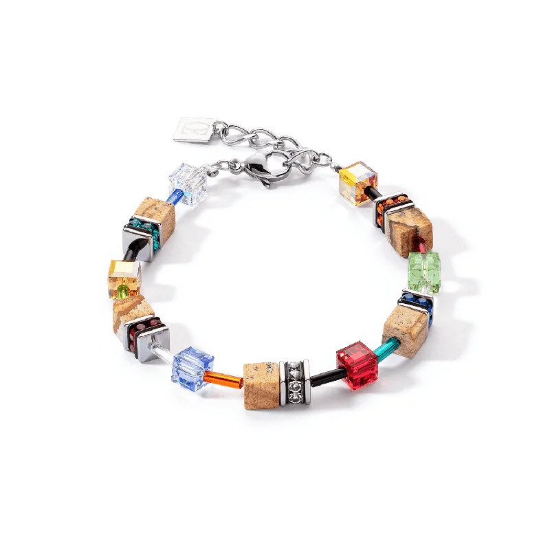 Custom Link Bracelet-Coeur De Lion GeoCUBE® Iconic Nature Multicolour Brown Bracelet