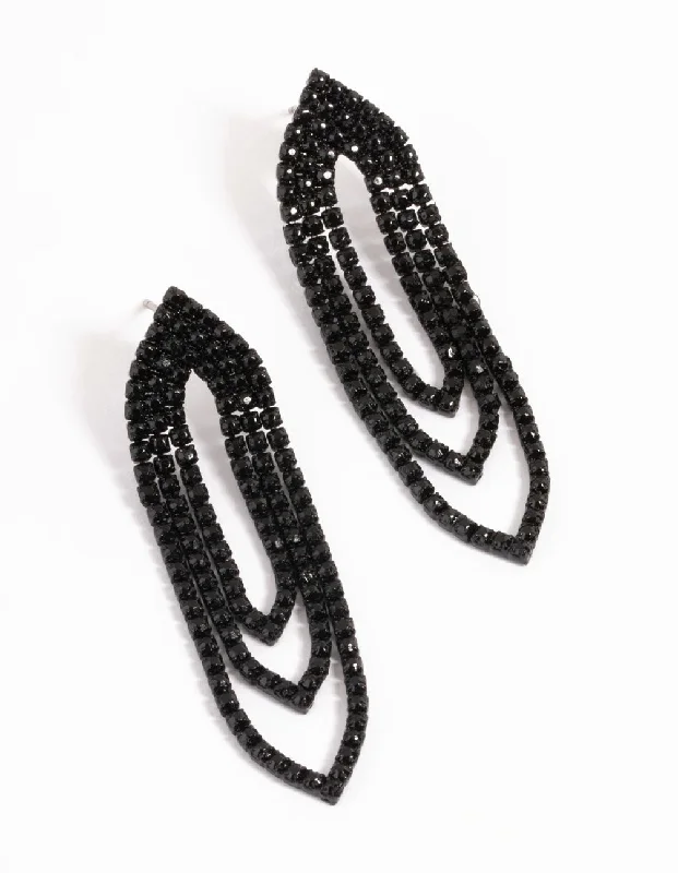 Casual Earrings-Black Mini Oval Cupchain Crop Earrings