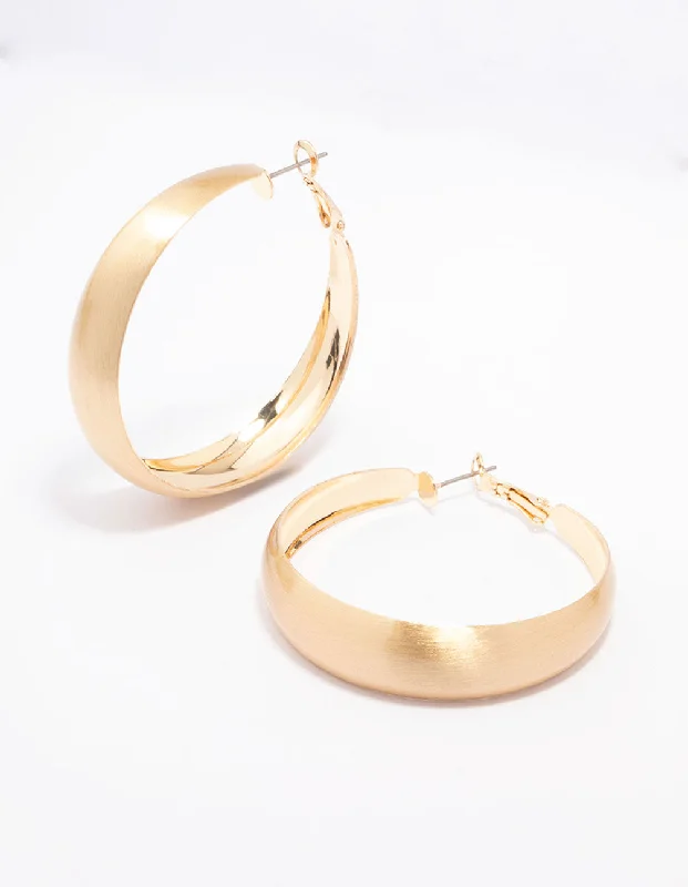 Modern Geometric Earrings-Gold Large Matte Hoop Earrings