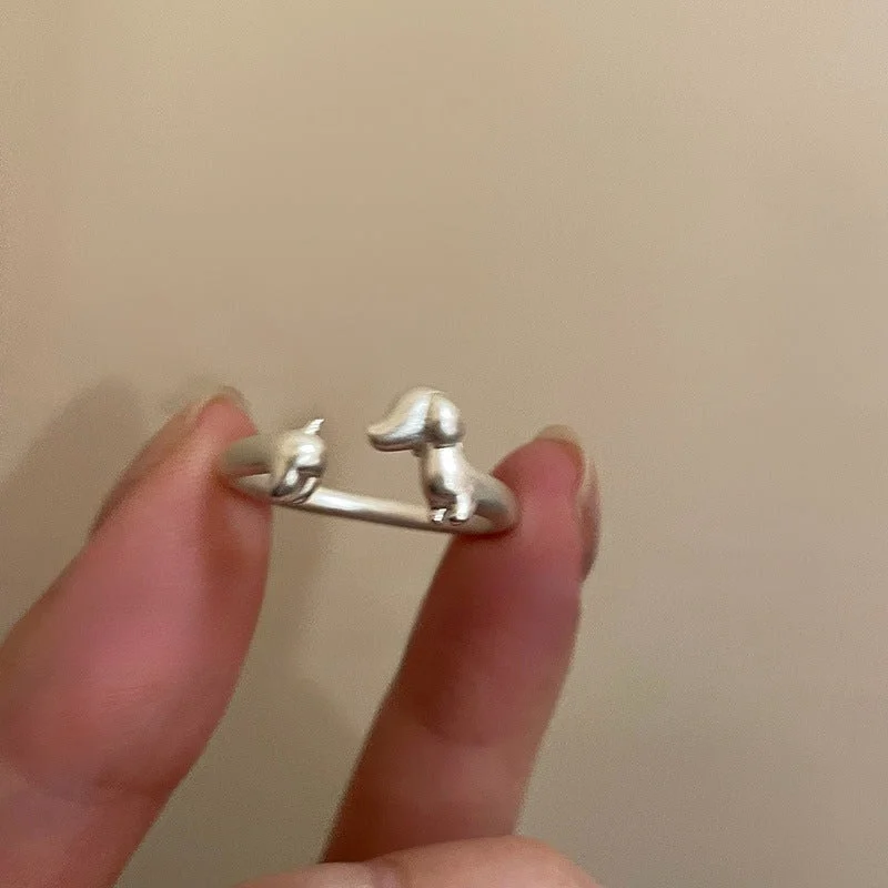 Sausage Dog Ring Silver