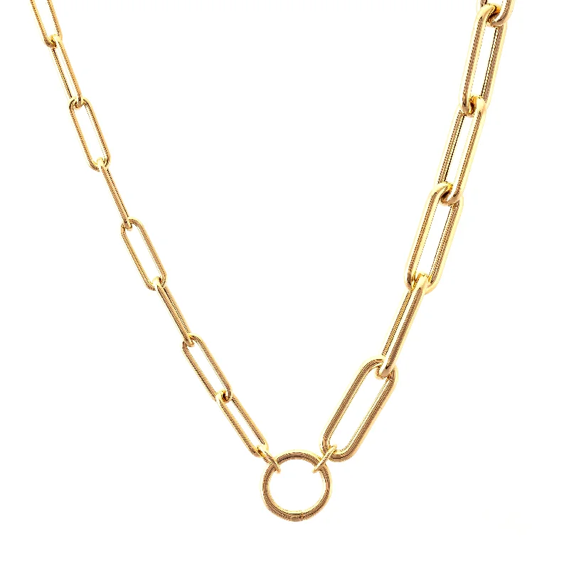 Gold Bar Necklace-Paperclip Mixed Chain