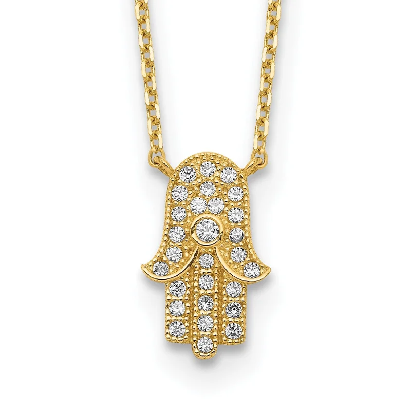 Custom Diamond Necklace-14KT Yellow Gold and CZ 18-inch+2-inch extender Necklace