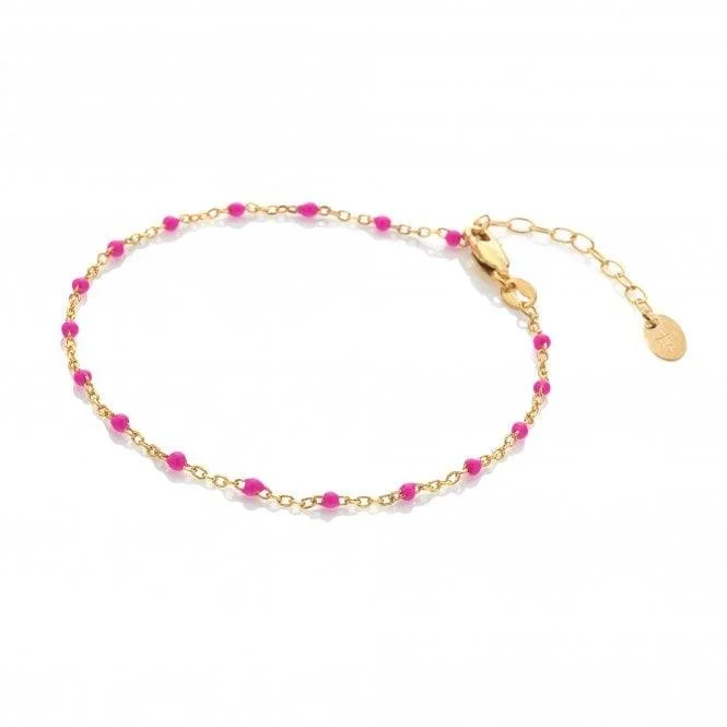 Casual Beaded Bracelet-Hot Diamonds Gold and Pink Ocean Bracelet