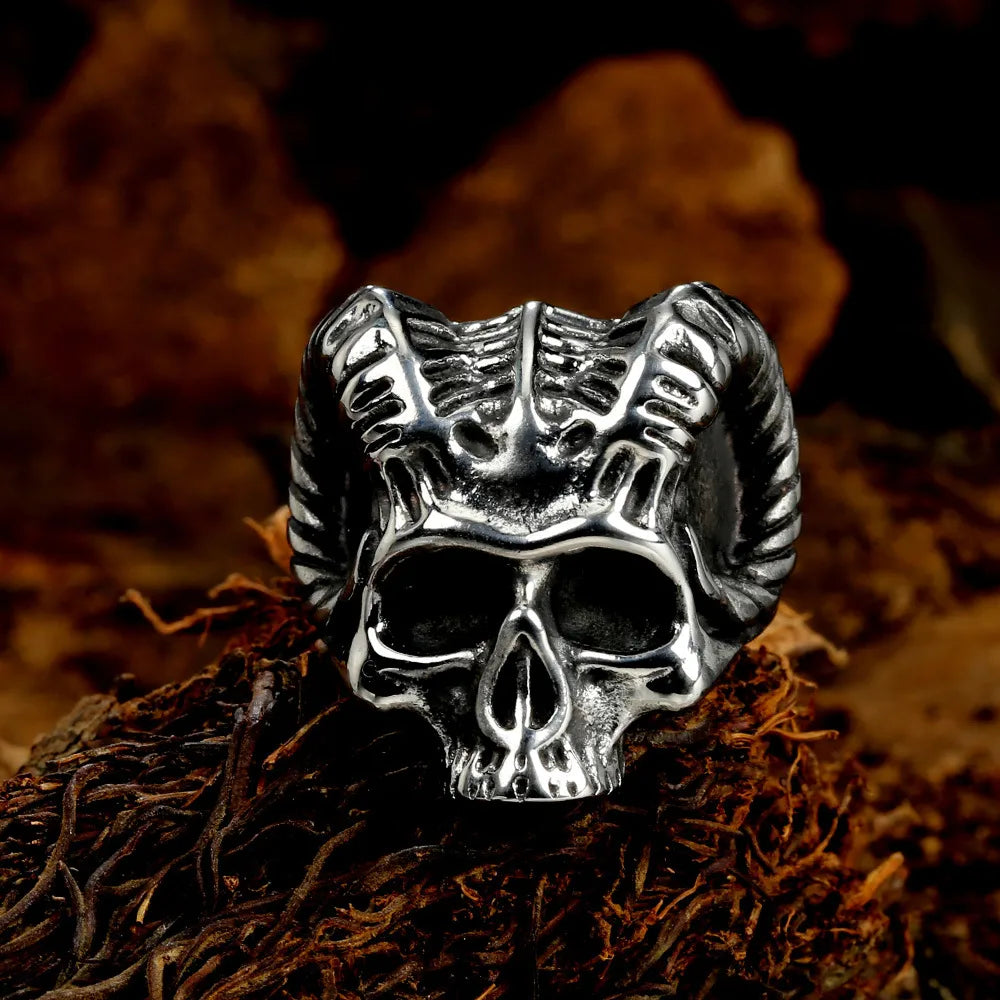 Retro Punk Skull Stainless Steel Polishing Men'S Rings