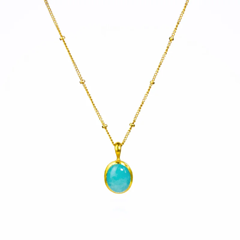 Unique Gold Necklace-Teal Amazonite Oval Cabochon Necklace, Sterling Silver, Gold Filled, Rose Gold Filled, Gift for Women, Birthday or Anniversary Gift for Her