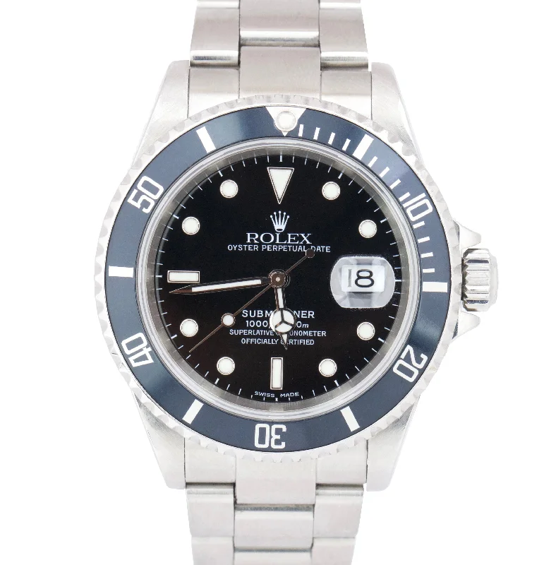 Vintage Automatic Watch for Men-Men's Rolex Submariner Date 40mm Black Stainless Steel Pre-Ceramic Watch 16610