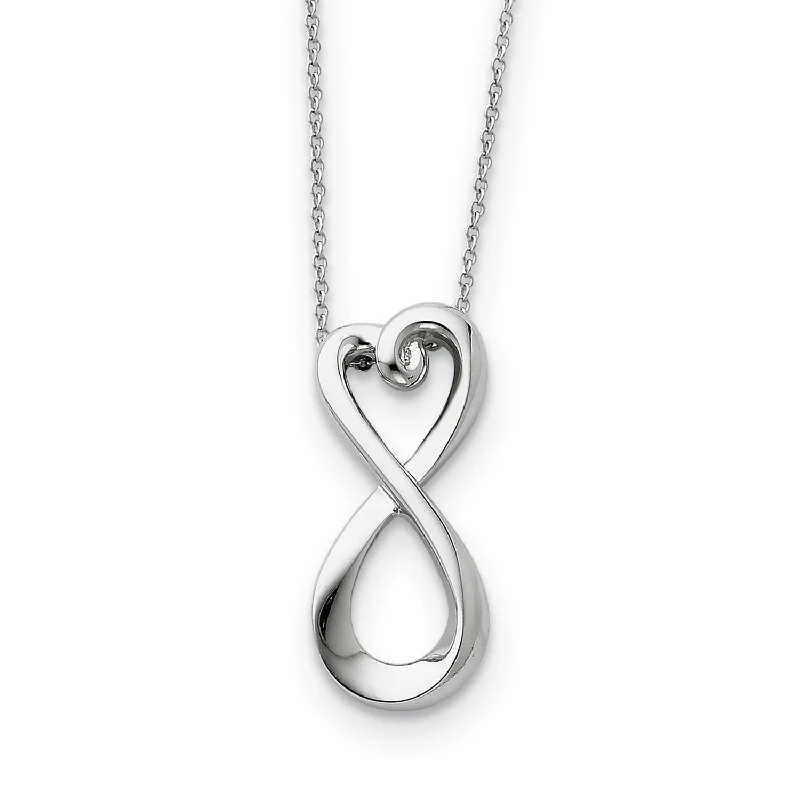 Classic Crystal Necklace-Sterling Silver Polished Infinite Love 18in Necklace