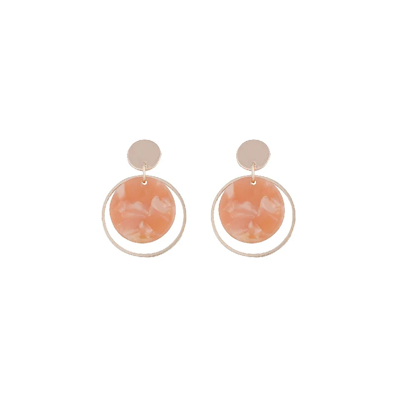 Gold-Plated Hoop Earrings-Rose Gold Circle Acrylic Disc Earrings