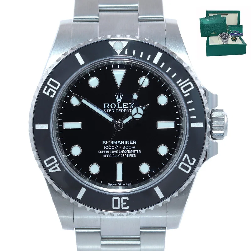 High-End Analog Watch for Women-NEW 2021 PAPERS Rolex Submariner 41mm Black Ceramic 124060LN No Date Watch Box