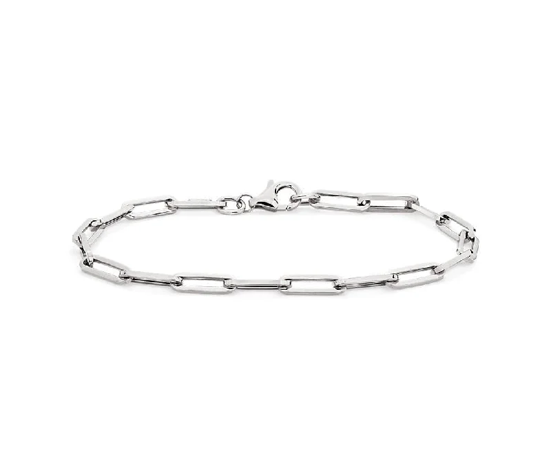 Delicate Silver Bracelet-Sterling Paper Link Chain Bracelet