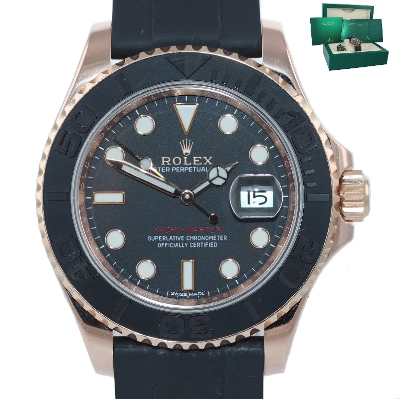 Waterproof Smartwatch for Women-2019 Rolex Yacht-Master 116655 18k Everose 40mm Black Oysterflex Watch Box