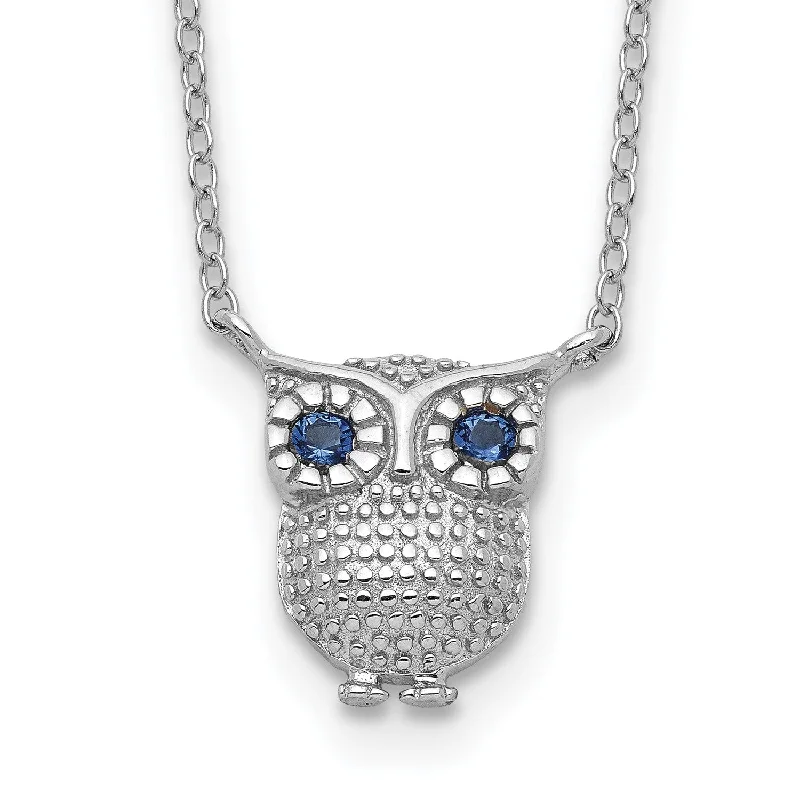 Gold Heart Necklace-Sterling Silver Blue Sapphire 16-inch Owl Necklace