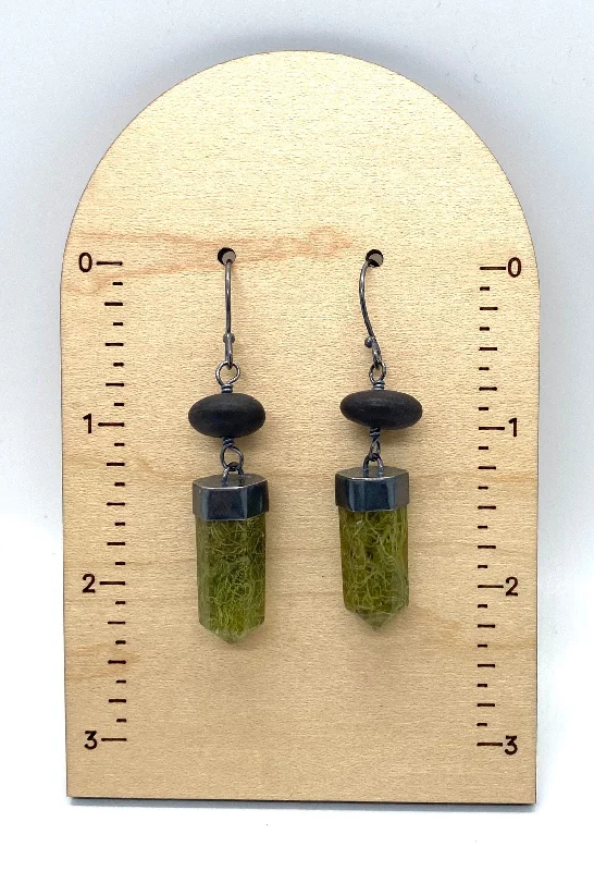 Freshwater Pearl Earrings-Rock and Lichen Hexagon Earrings