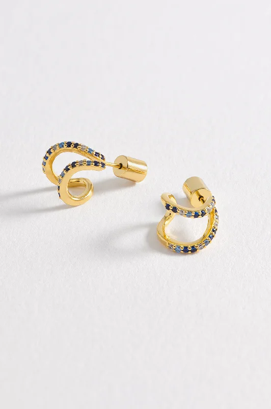 Chic Ear Huggers-CZ Wave Earrings