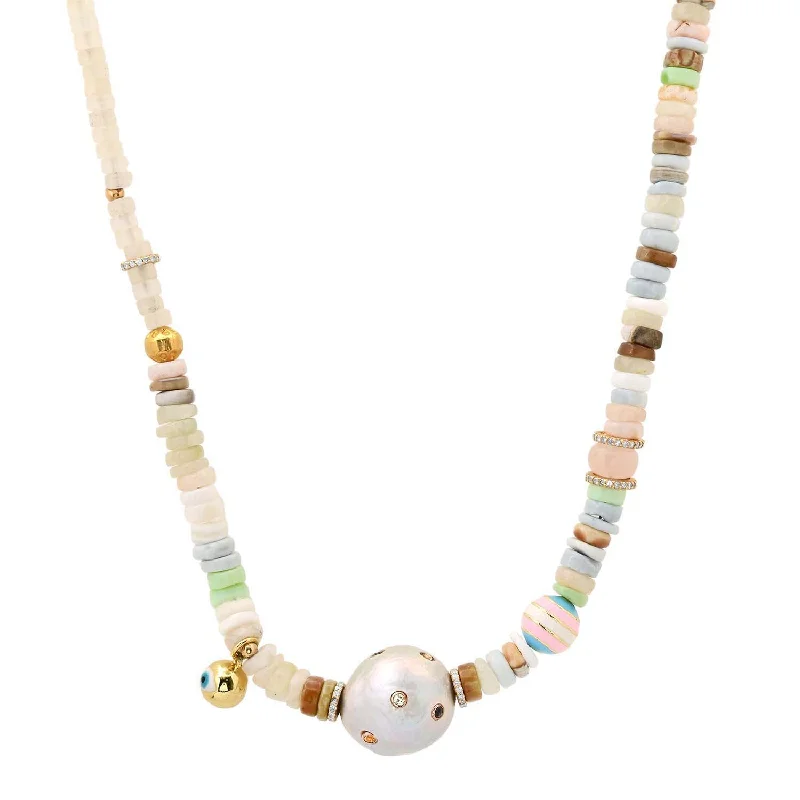 Handmade Gold Necklace-Pearl Bead Necklace