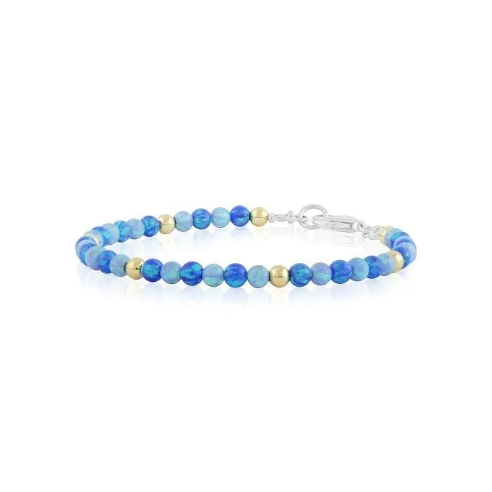 Men’s Gemstone Bracelet-Lavan Dark Blue and Light Blue Opal and Gold Bracelet